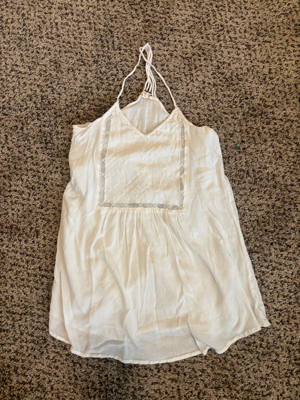 Roxy White Crochet-Trim Halter Tank Top
